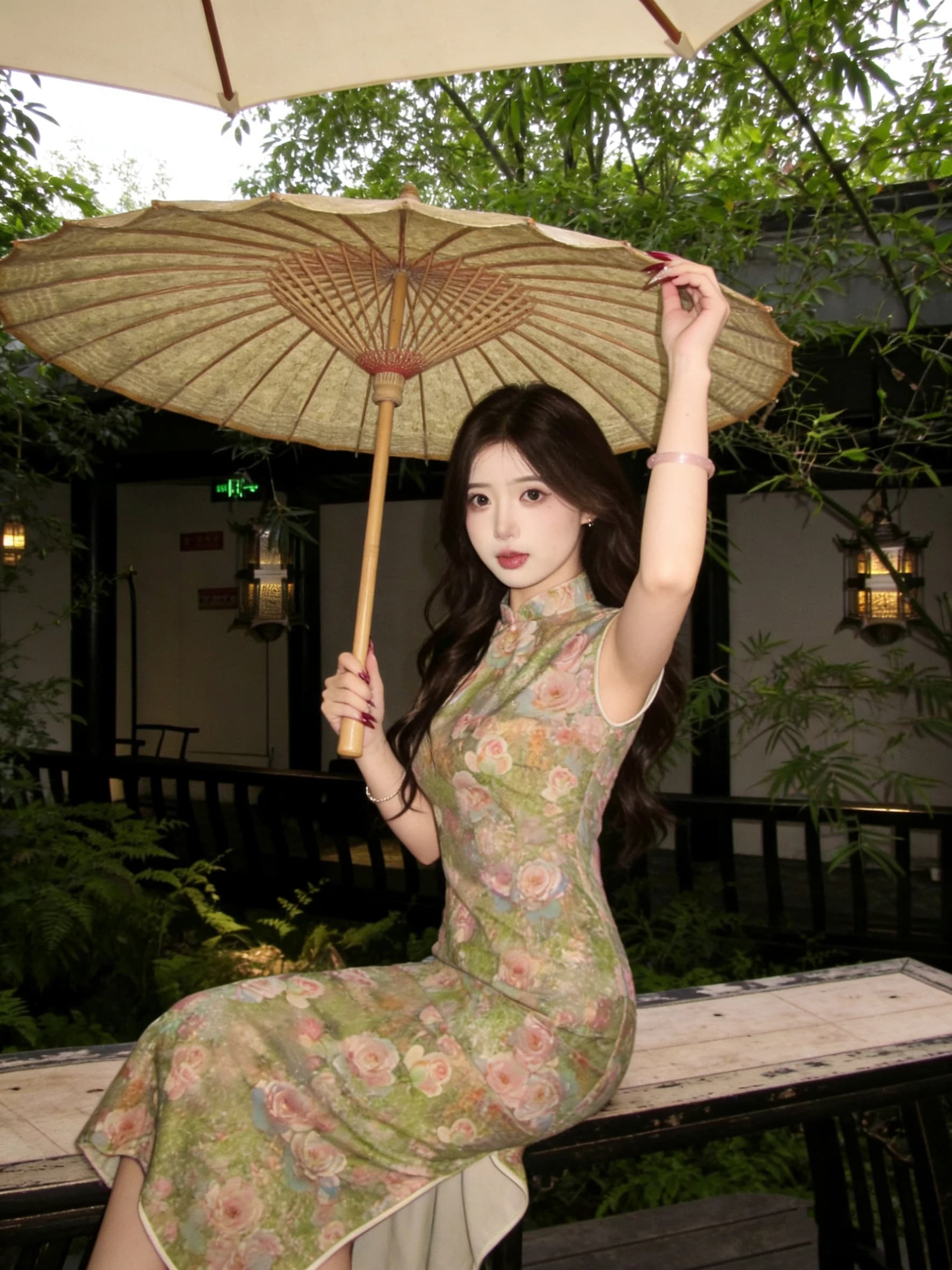 Young Girl's Sleeveless Dress Artistic Oil Painting Style Daily Wear Comfortable Breathable Long Skirt Polyester Fa...