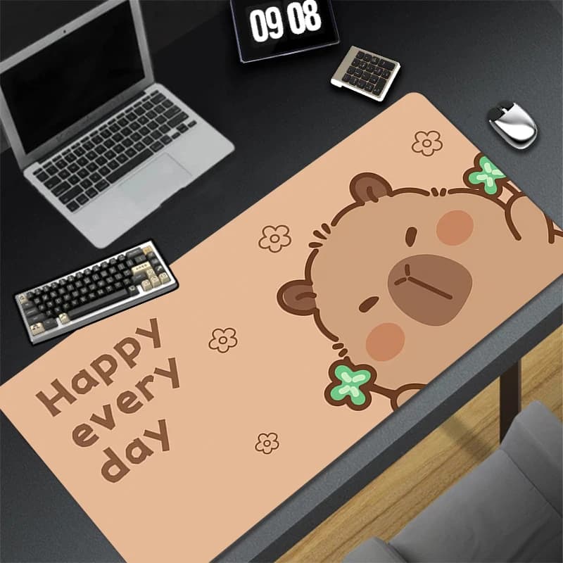 Mouse Pad PC Gamer Cabinet tastiera tappeto Laptop Kawaii Cartoon capibara Gaming Desk Mat XXL Anime Flowers Mousepad per ragazza regalo