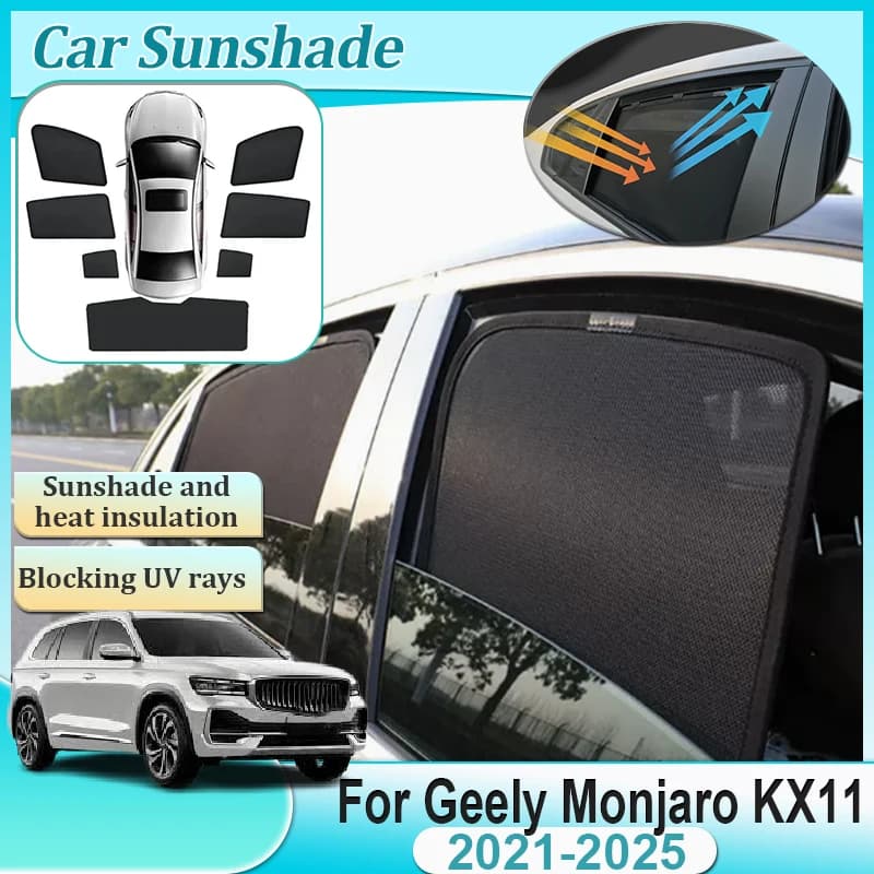 Per Geely Monjaro KX11 2021-2025 Parasole magnetiche Parabrezza laterale Privacy Copertura Mesh Visiere parasole Strumenti Auto Adesivo Accessori