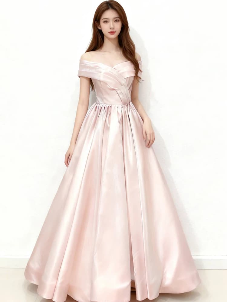 Single Shoulder Dress for Performance, Ceremony, Birthday, Presenter Costume, Concert, Magnolia Lady