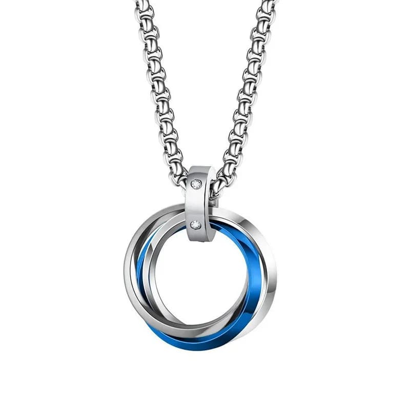 1 pz collana per uomo hip-hop tre anelli in acciaio al titanio non sbiadisce semplice raffinato regali di gioielli con ciondolo di personalità minore