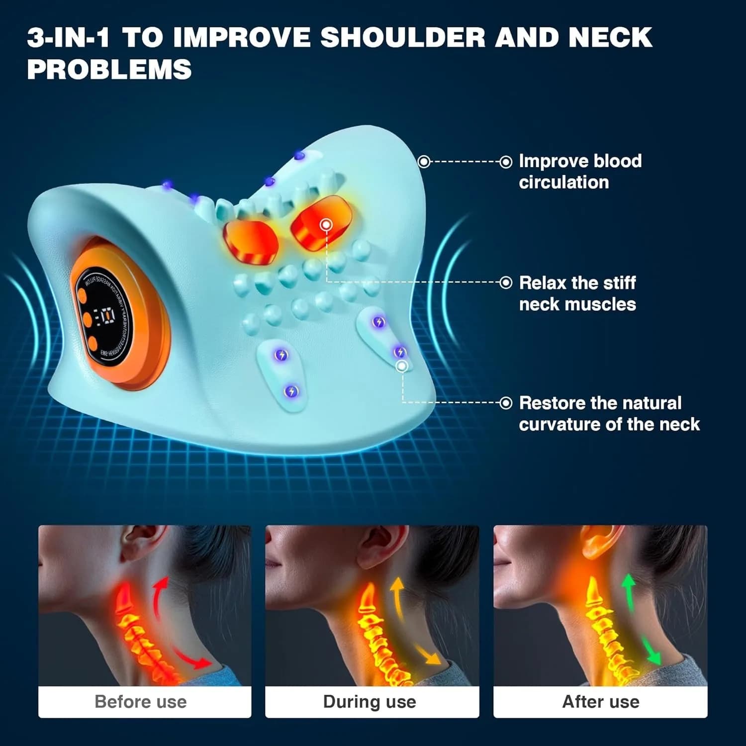 Neck Massage Machine Protection Heating Neck Stretcher Chiropractic Traction Head Acupuncture Point Massage Body Massage