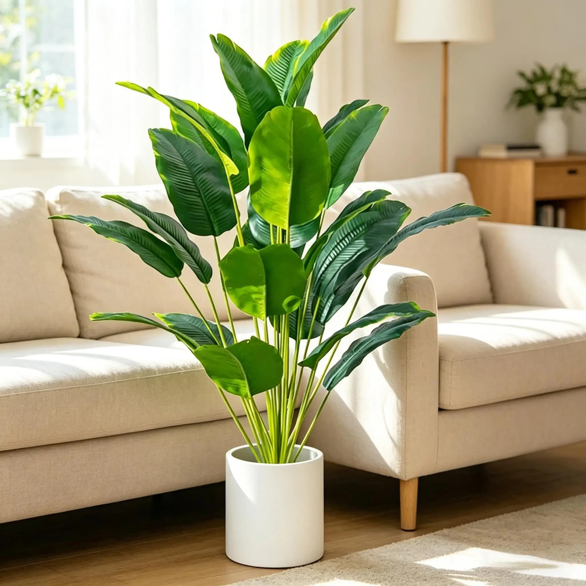1 grande foglia di banana finta, palma tropicale artificiale, pianta di uccello del paradiso per decorazioni casa, giardino, ufficio, feste