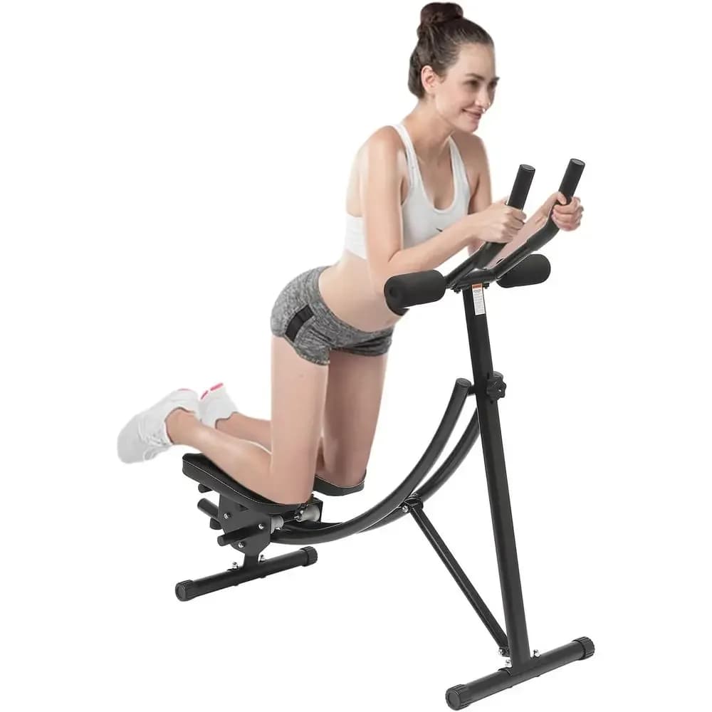 Height-Adjustable Ab Trainer with LCD Monitor and Silent Rollers for Home and Gym Use