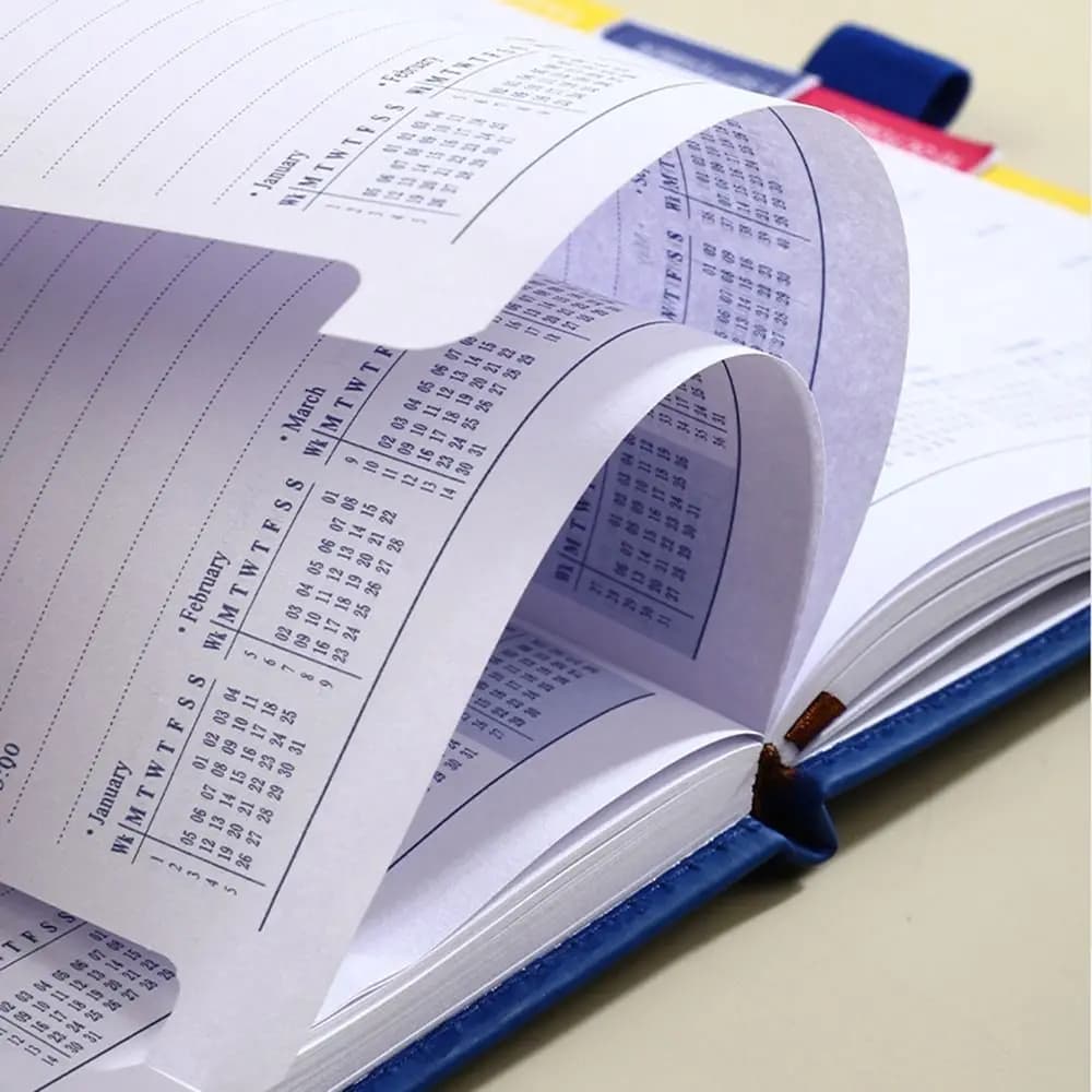 English 2026 Schedule Planner Notepad Wear-resistant 12 Months 365 Days Efficiency Notebook Bookmark Simple