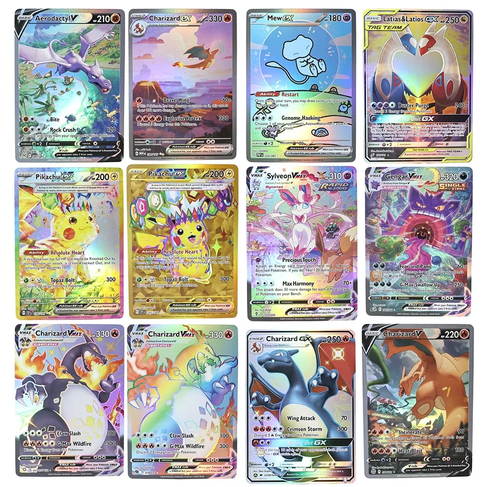 Proxy PKM PTCG High Quality Charizard Giratina Mew Pikachu Sylveon Proxy Foil Cards Game Collection Anime Cards.