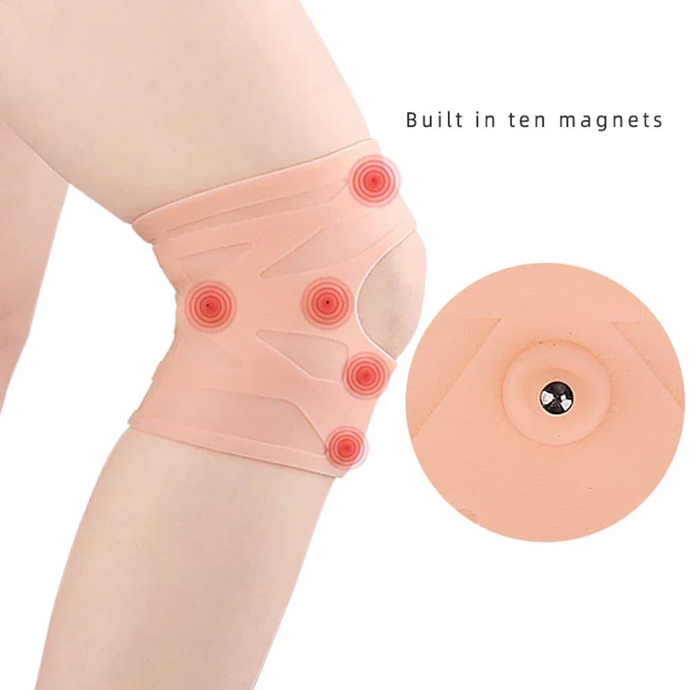Ginocchiera da 1 pezzo, tutore di supporto per manica di compressione del ginocchio in silicone, cuscinetto magnetico impermeabile per la cura del ginocchio, tutore di supporto del tendine rotuleo