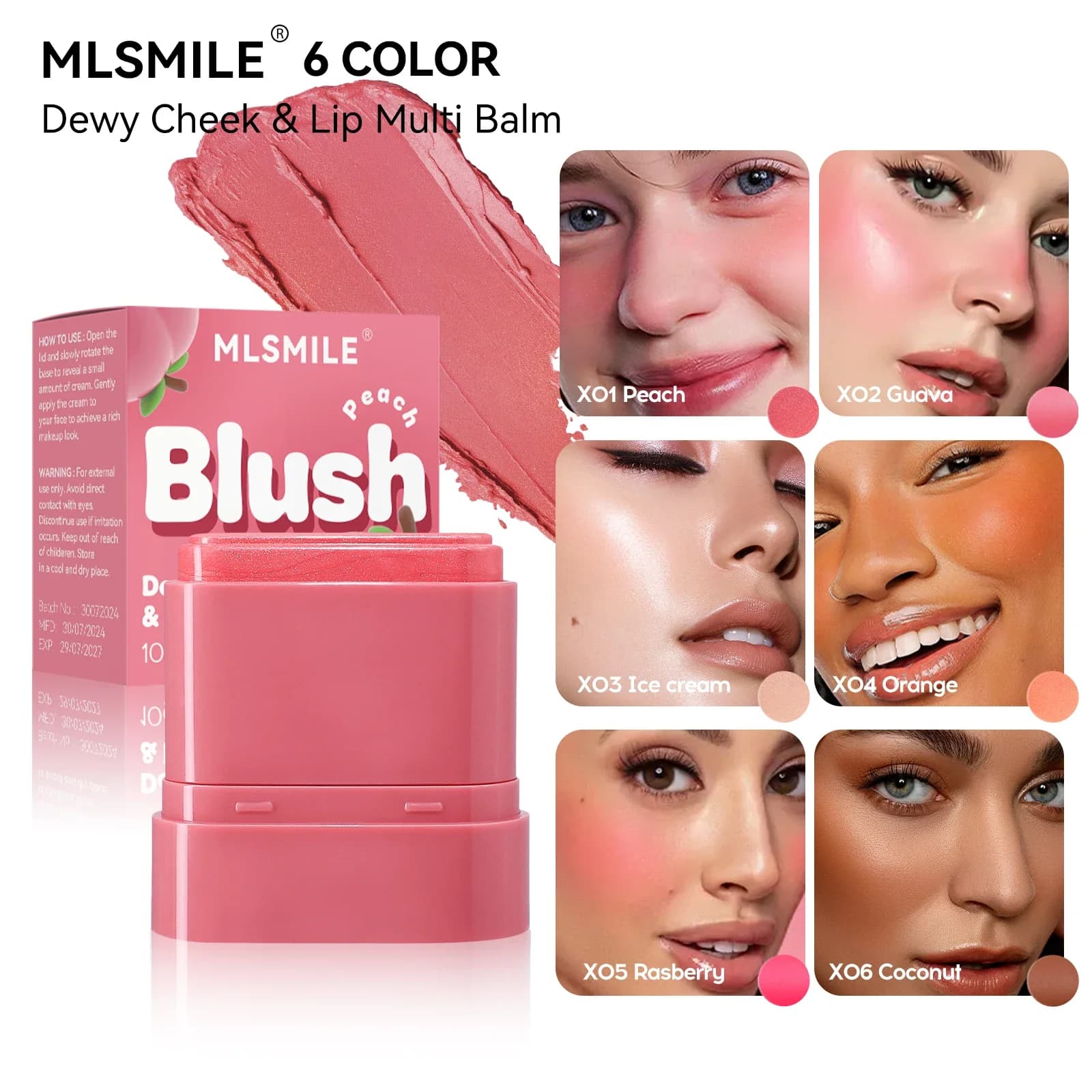 Blush Stick a lunga durata 2in1 Lip Guancia Tinta Impermeabile Sapore fruttato Evidenziatore Contouring Trucco Miscela cremosa