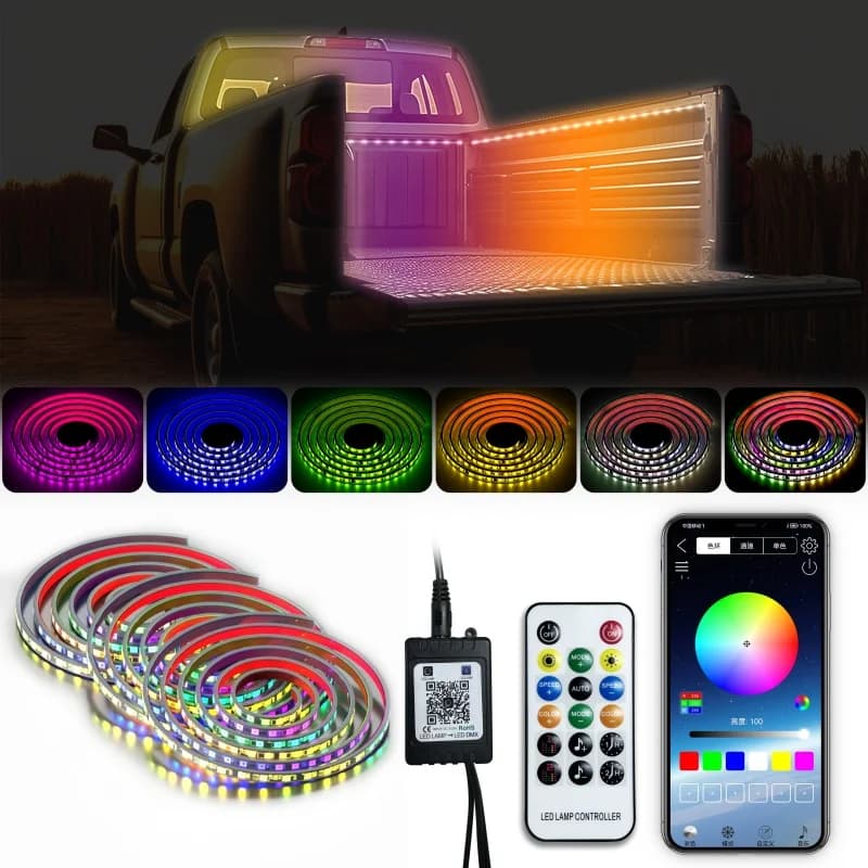 60 "RGB fanale posteriore Pickup Truck Bed Cargo Lamp Neon Lighting Kit Strip Led con telecomando RF per Pickup Camper RV SUV Boat Universal