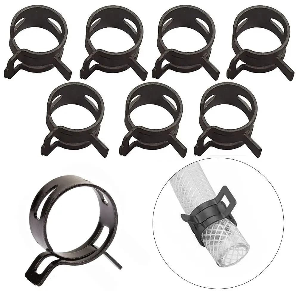 20Pcs/Lot Tube Clamp Spring Clips for Fuel Oil Line Water Hose Pipe Elastic Buckle Fastener Black 65MN Manganese Steel Pipe Hoop