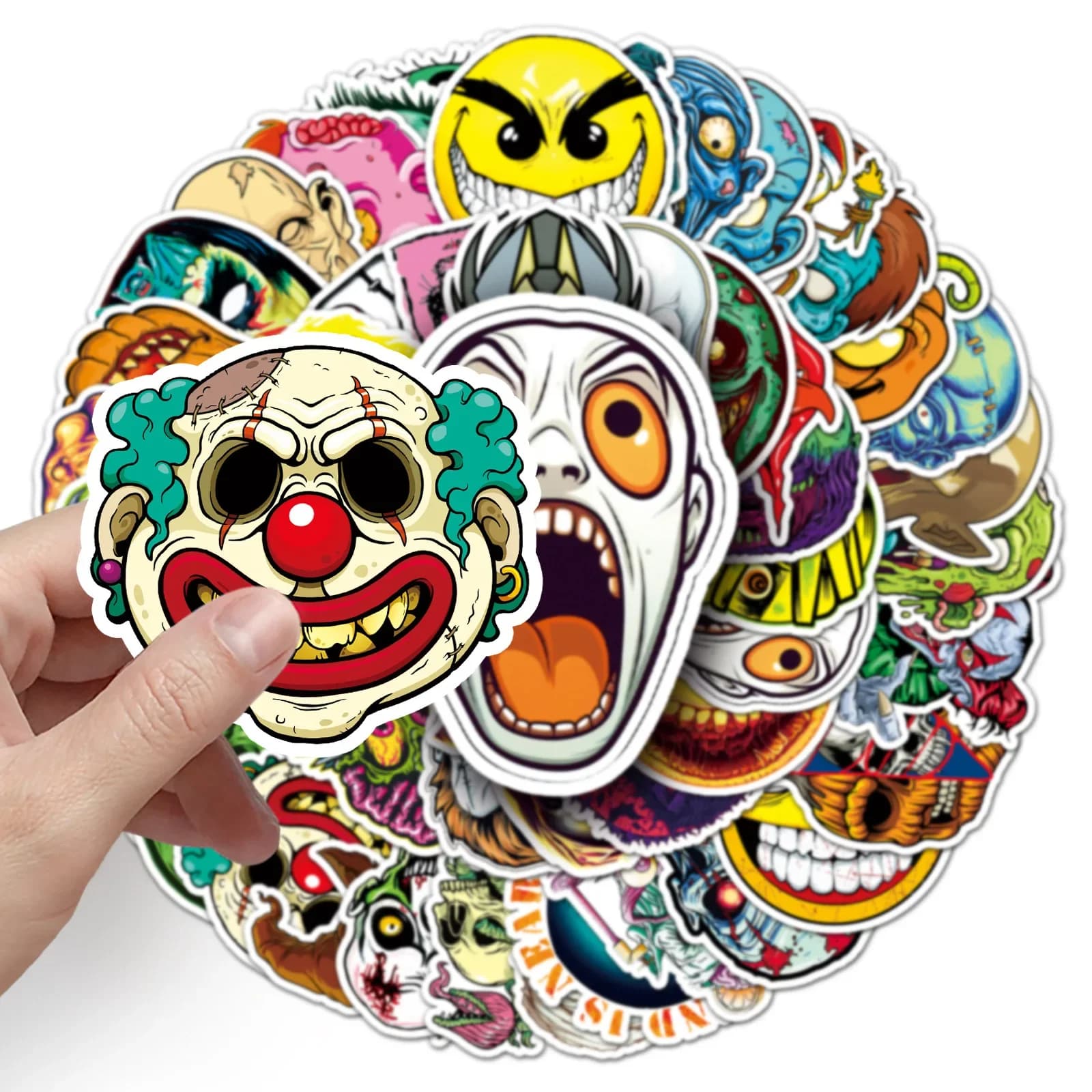 10/50Pcs Cool Pop Horror Skull Stickers Cartoon decalcomanie cancelleria bagagli telefono Laptop casco moto Graffiti Zombie Sticker