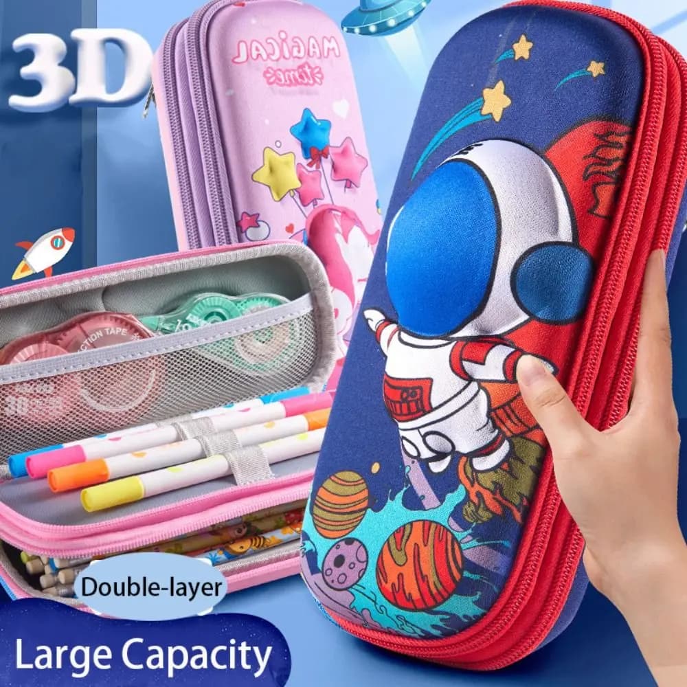 Astuccio 3D a Cartone Animato in EVA, Grande Capacità, Doppio Strato, Impermeabile, Organizer per Cancelleria, Regalo