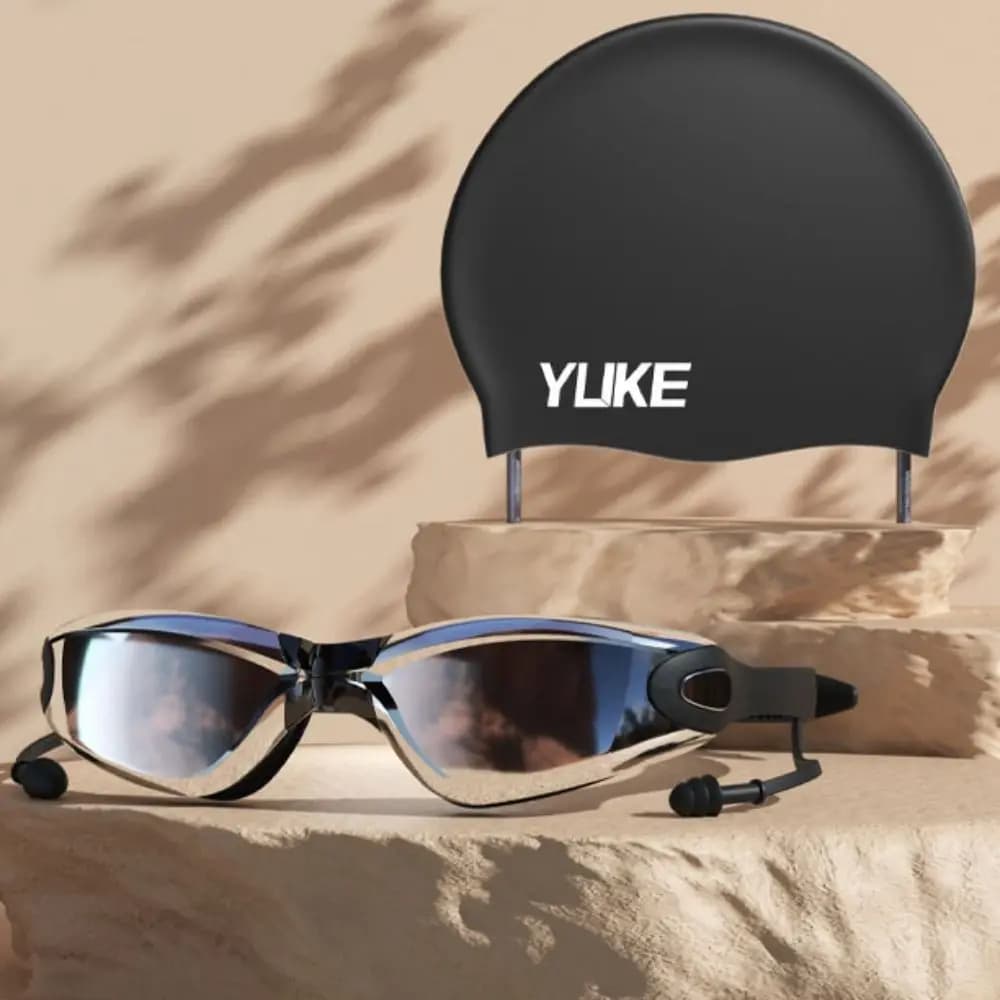 Anti Fog Swimming Goggles With Earplugs Waterproof Swim Eyewear Glasses Ultralight Wide View Swim Training Glasses