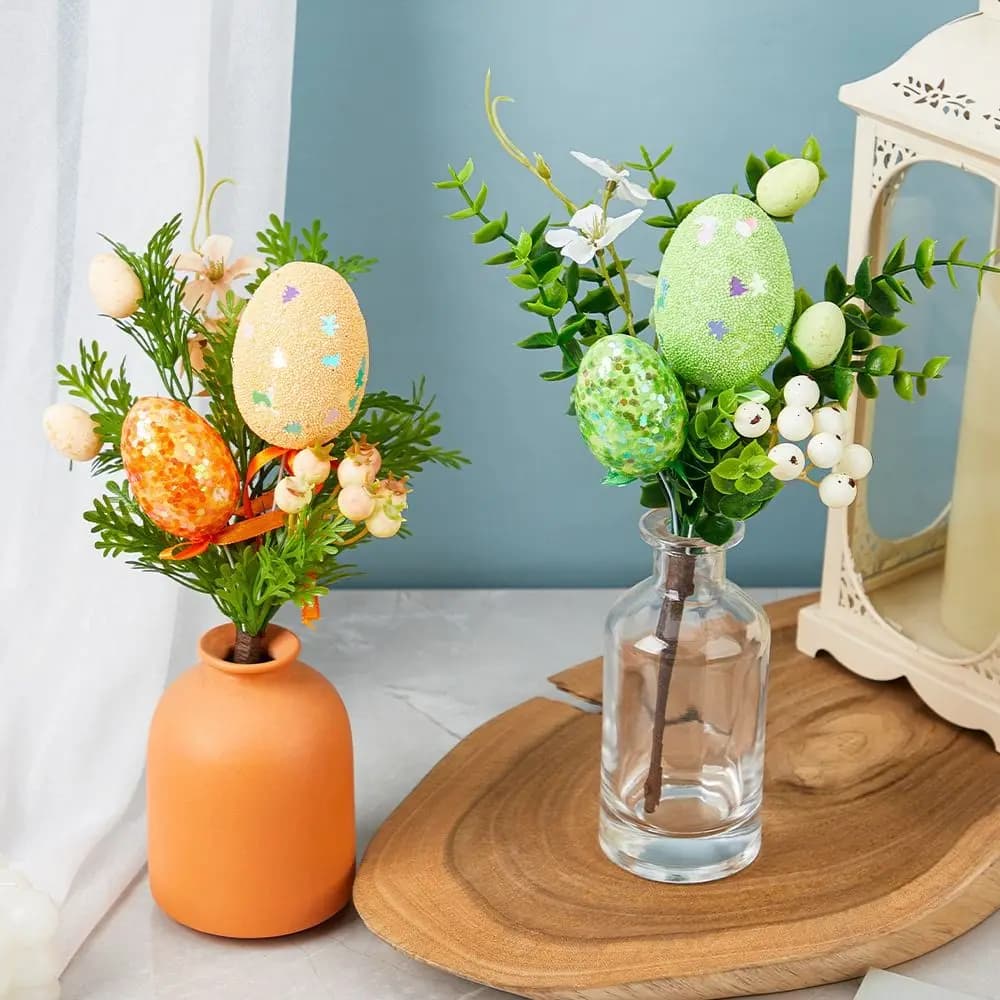 Creative tree branches with foam eggs, colorful foam eggs, fake branch of DIY plant for parties and festivals