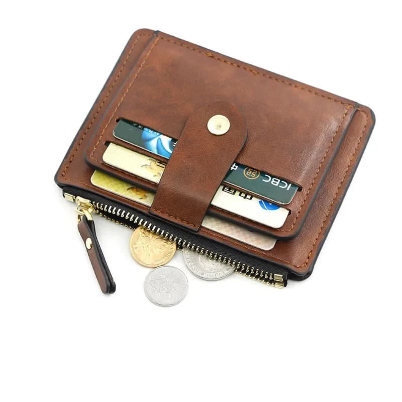 Portafoglio con cerniera in pelle PU per donne e ragazze con tasche per slot per schede Portamonete corto Porta carte di credito ID portatile