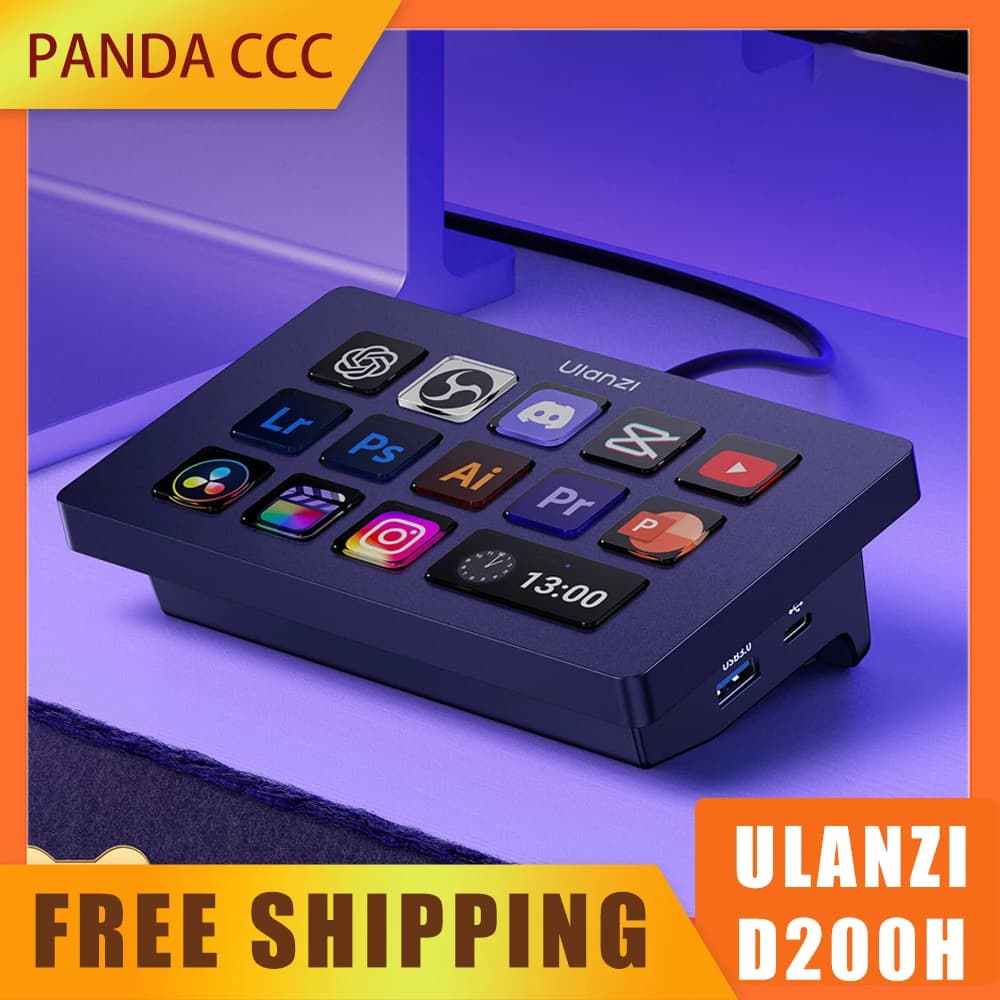 Tastiera Ulanzi D200/D200H Stream Deck con 13 Tasti Macro, Controller per Streaming YouTube, Ufficio, Giochi, Supporto TF/SD/USB 3.0