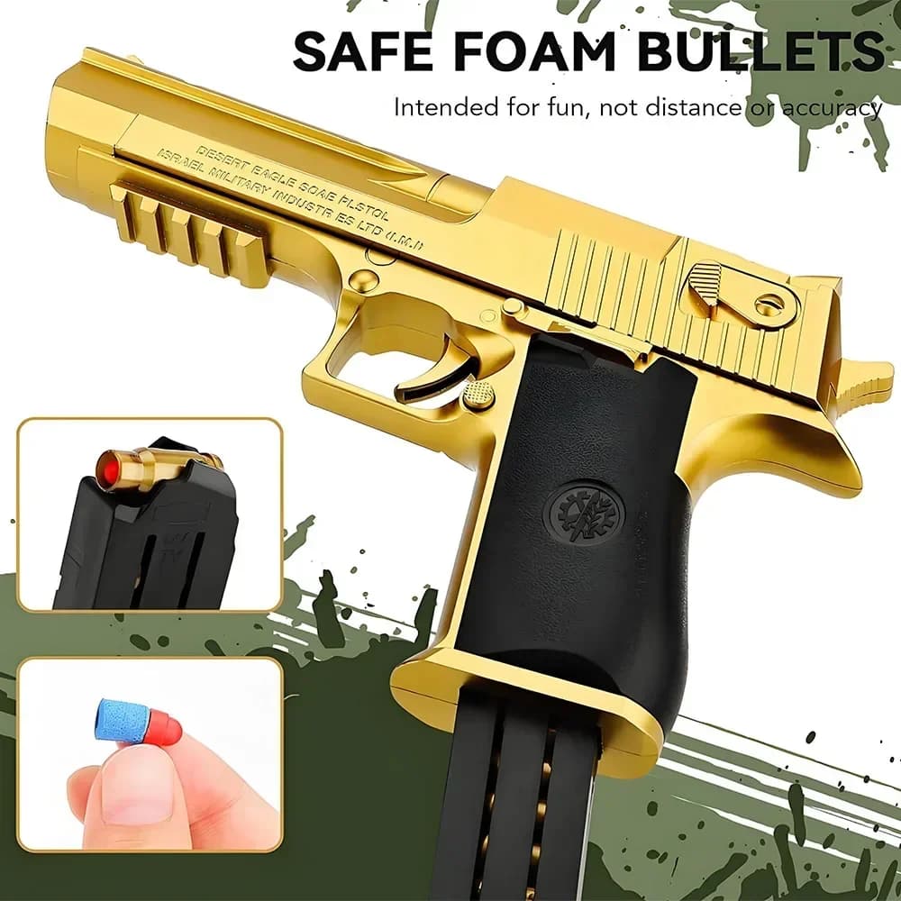 Pistola giocattolo educativa con espulsione del bossolo, blaster a proiettili morbidi in schiuma per bambini, ragazzi, adulti, pistola airsoft, regalo di compleanno per bambini