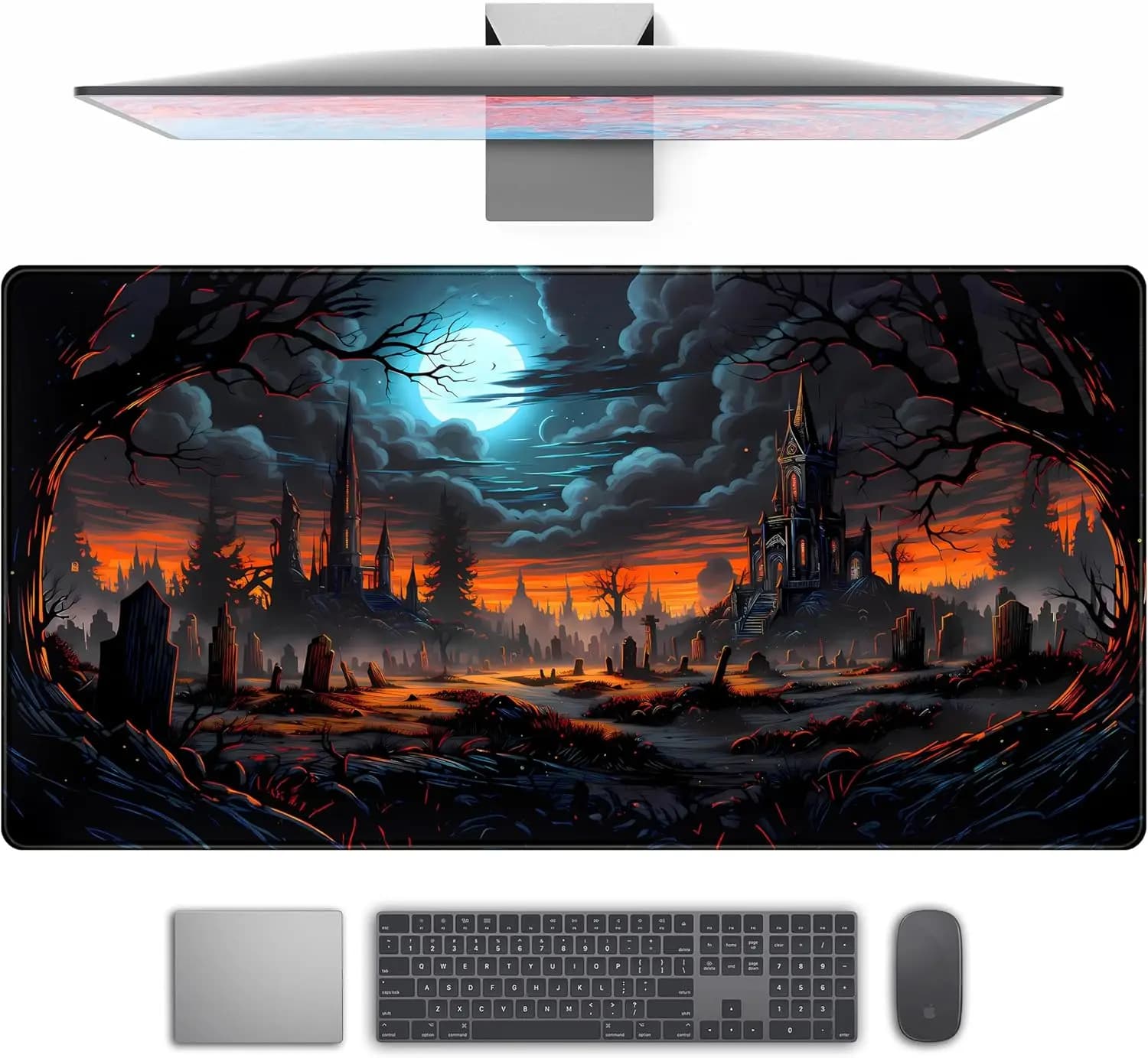 Gaming Mouse Pad Dark Fantasy Castle Desk Mat Extended Desk Pad XXL Large Computer Laptop Keyboard Office Desk Decor Mousepad