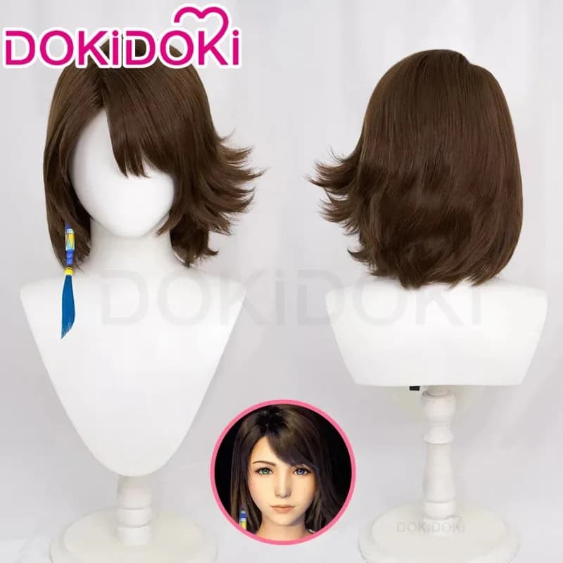 Game X Cospaly DokiDoki Woman 35 cm Short brown hair Heat resistant Yuna FF 10 free cosplay Wig Cap5;c,6's.2;b'8,