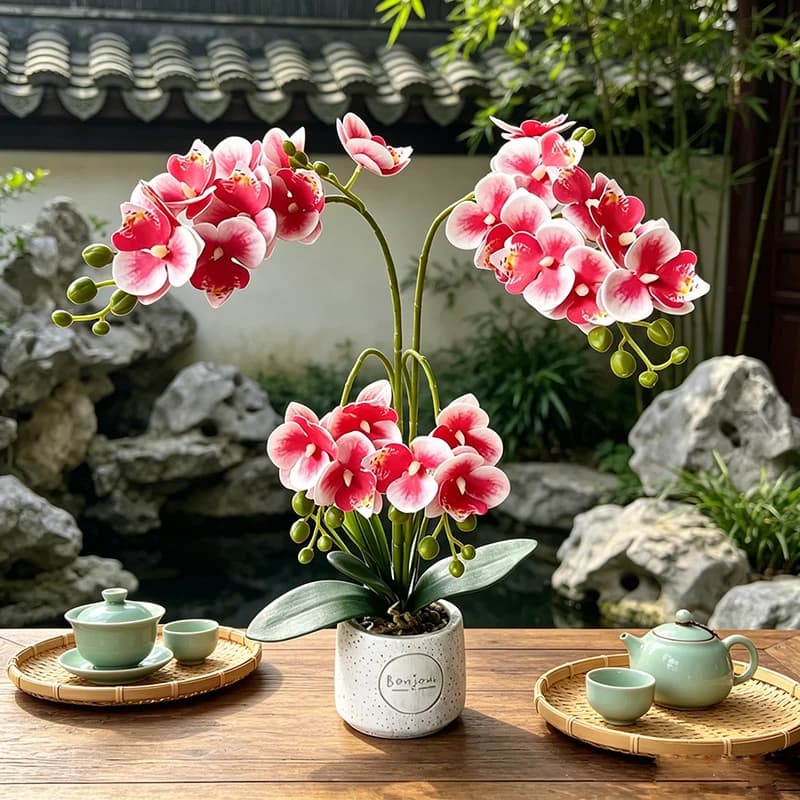 24 Butterfly Orchid Fake Flower Bonsai Desktop Creative Green Plant Hall Hotel Decoration Artificial Flower Bonsai