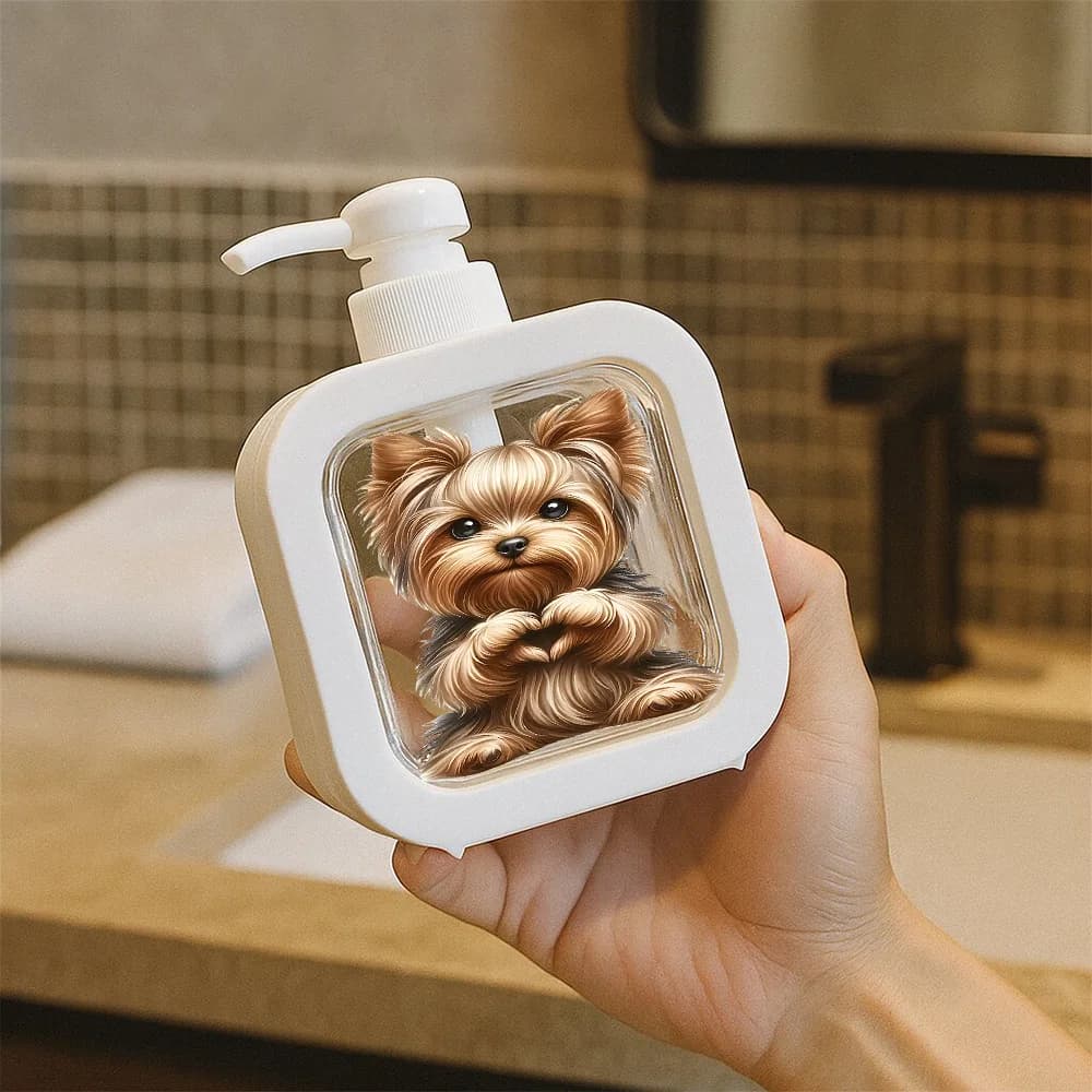 Dispenser di sapone in vetro per cani carino (pompa): idratante ricaricabile, per bagno/cucina, sapone/lozione per le mani, cucina+arredamento del bagno