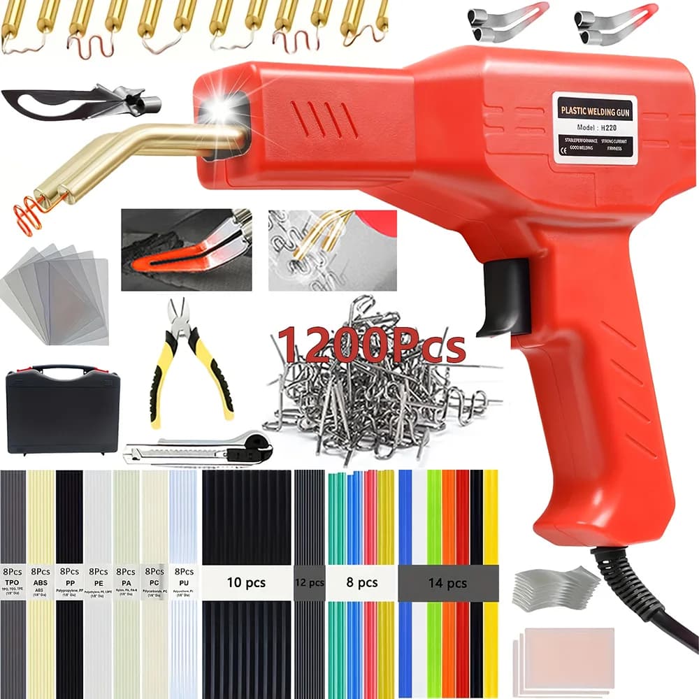 220 W / 50 W 2 in 1 Cucitrice a caldo aggiornata Pistola per saldatura di plastica Strumento di riparazione paraurti auto per varie crepe di plastica