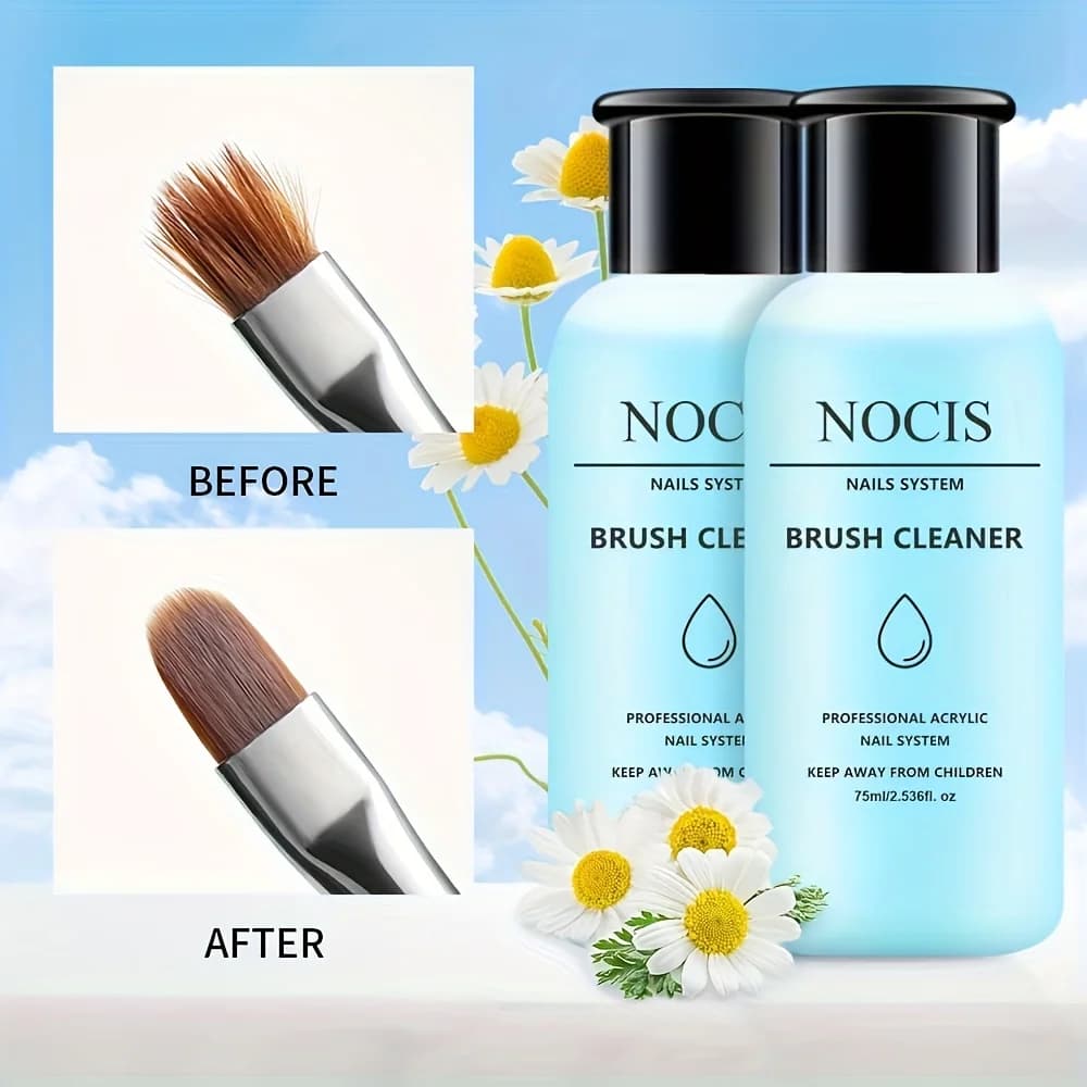 NOCIS 2 pcs Acrylic Nail Brush Detergent Liquid Acrylic Brush Cleaner, Nail Gel Detergent Acrylic Brush for Nail Artists