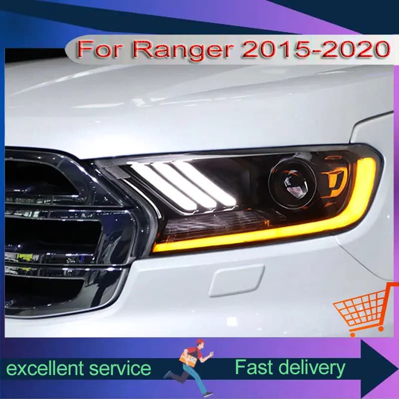 Lampada dell'automobile per Ford Ranger 2015-2020 gruppo fari progetto modificato lente LED Mustang luci di marcia diurna dinamiche