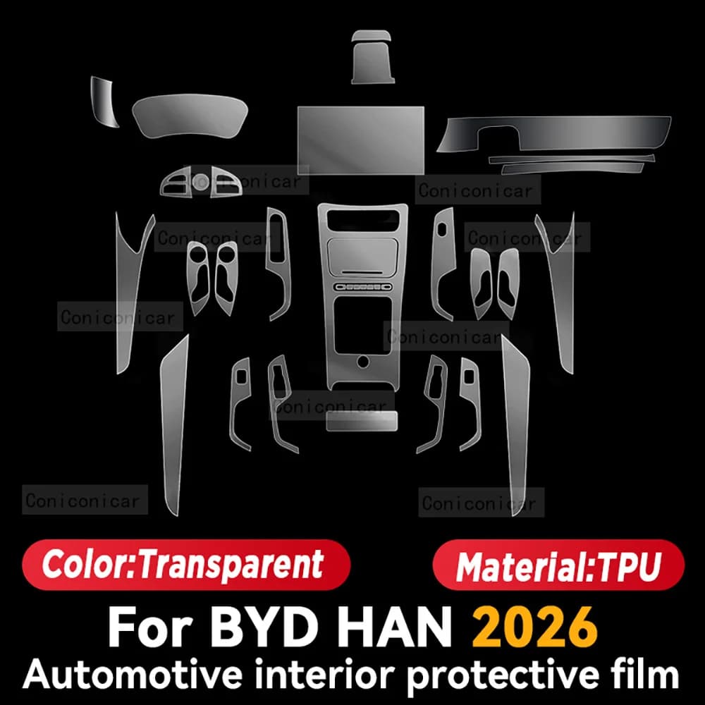 Pellicola Protettiva Trasparente in TPU per BYD HAN 2026, Accessori per Copertura del Pannello di Navigazione e Controllo Centrale dell'Auto