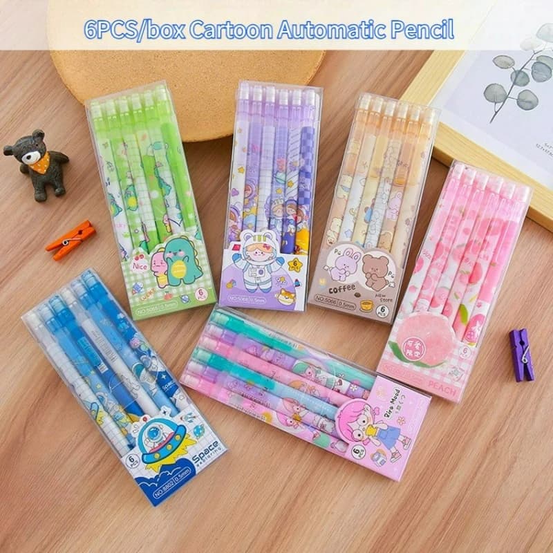 Kawaii Mechanical Pencil Set 0.5mm 2B Refill Cute Cartoon Automatic Pencils School Office Supplies Child Gift Statione