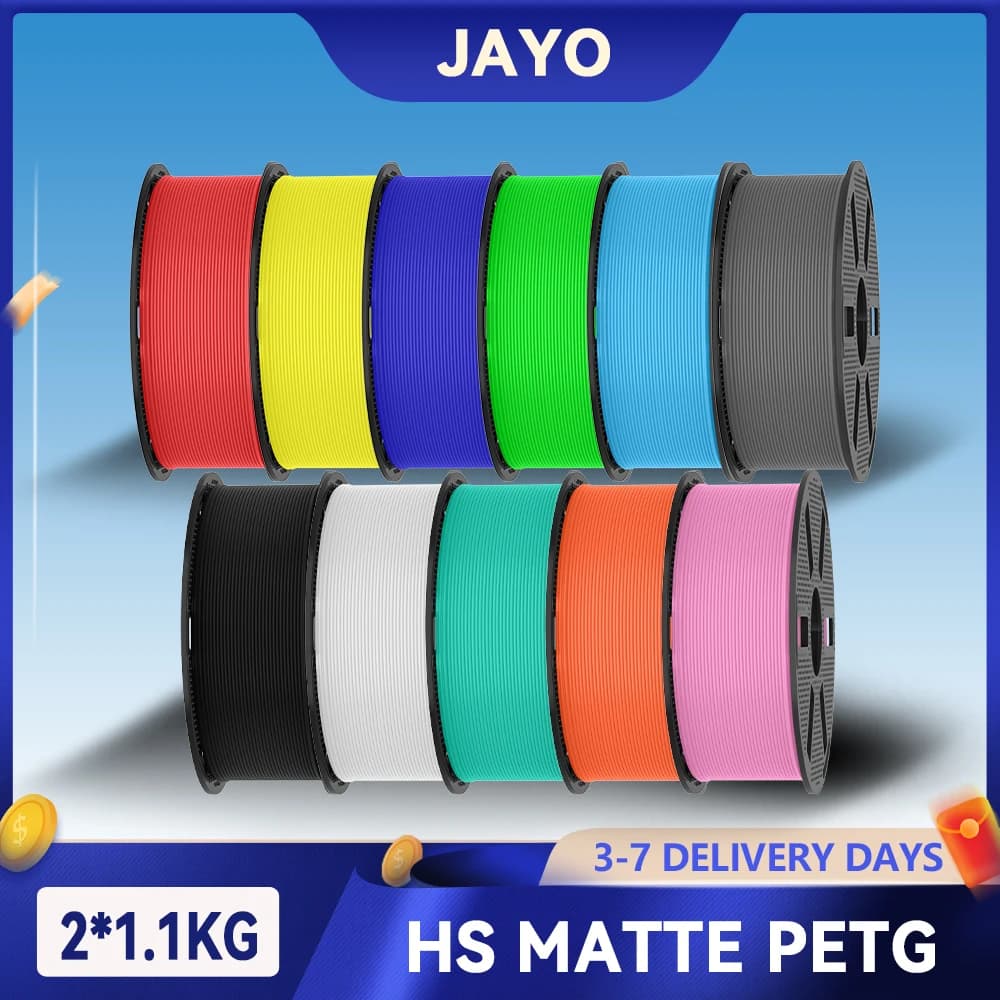 JAYO 2.2KG 3D High Speed Matte PETG Filament 1.75mm 30mm/s - 600mm/s Print Range High Flow Speedy PETG 3D FDM Printer Filament