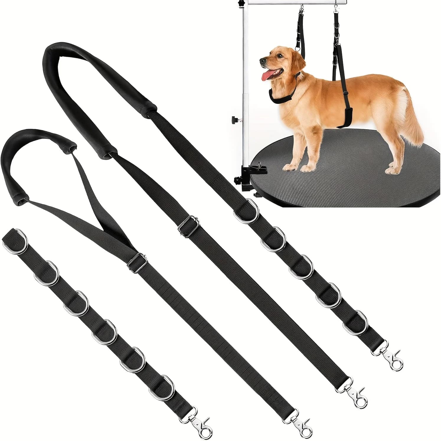 3 in 1 Dog Grooming Belly Strap,Bathing Restraint Leash,No Sit Haunch Holder for Dogs,Hair Cutting and Washing Pet Grooming Set