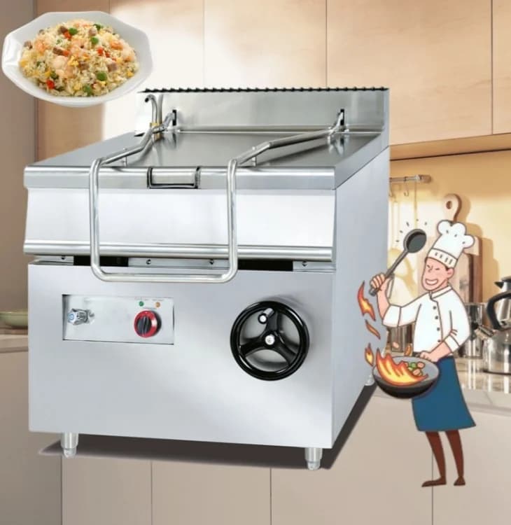 80L 60L Elettrico Inclinabile Braising Pan Tiltable Wok Fornello A Gas Mescolare Frittura Ristorante Macchina di Cottura per Hotel