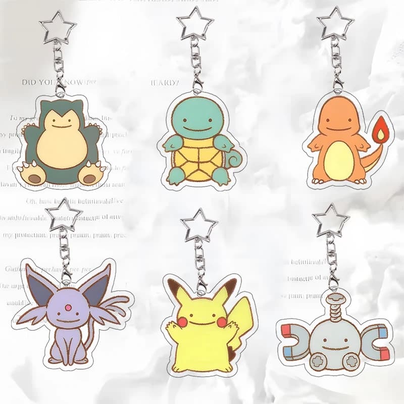 Snorlax Acrylic Keychain Kawaii Squirtle Keyring Cartoon Exquisite Characters Bag Pendant Magnemite Decor Festival Gift