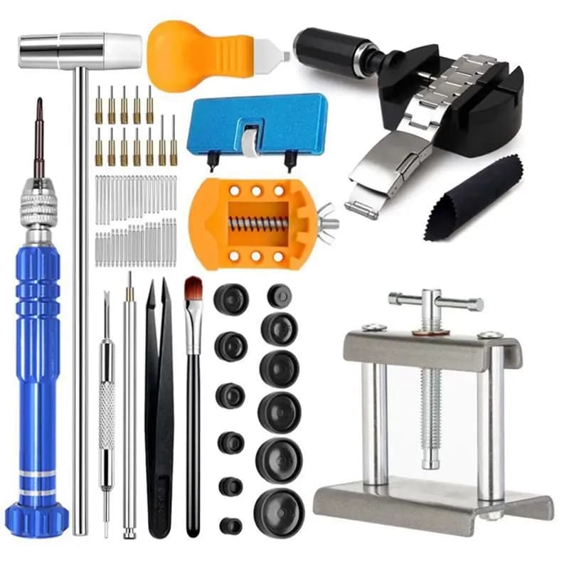 B84B-Sostituzione batteria e kit di riparazione per manutenzione orologi-Set di strumenti completi per la riparazione di orologi