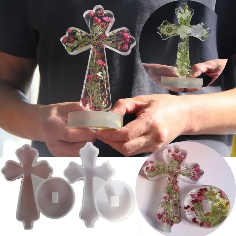 Prayer Cross Silicone Molds DIY Handmade Grace Praying Cross Plaster Cement Mold Ornaments UV Epoxy Resin Making Mould Supplies