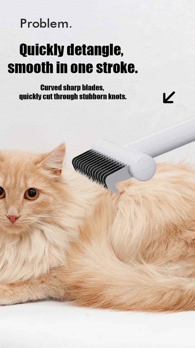 Pettine Districante per Cani e Gatti a Pelo Lungo - Spazzola per Sfoltire e Districare il Sottopelo, Strumento per la Toelettatura e la Rimozione del Pelo Morto