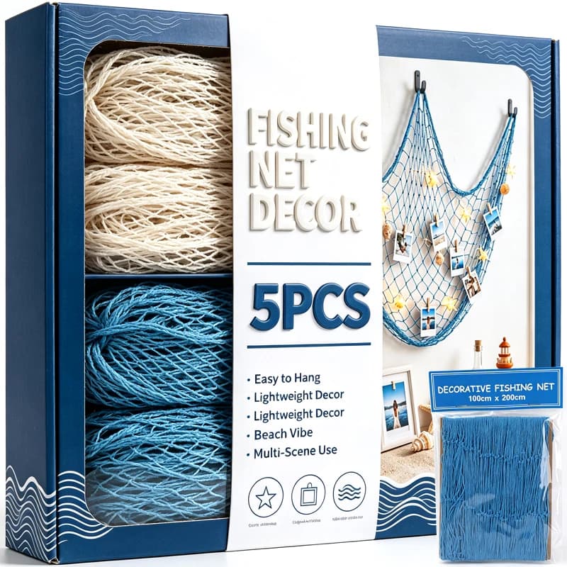 5/1x Decorative Fishing Net Birthday Party Rope Nets Ocean Theme Home Indoor Wall Photo Hanging Art Prop Decoration Supplies
