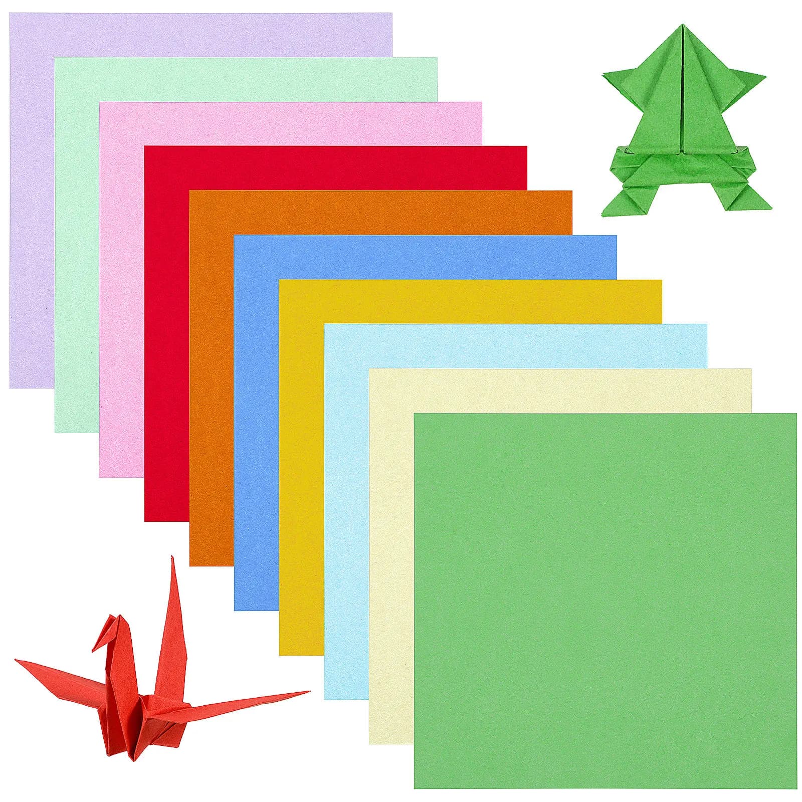 100 Sheets Colorful Square Origami Sheets Ten Different Pastel Colors Thick Wood Pulp Paper Easy Folding for Arts Crafts DIY