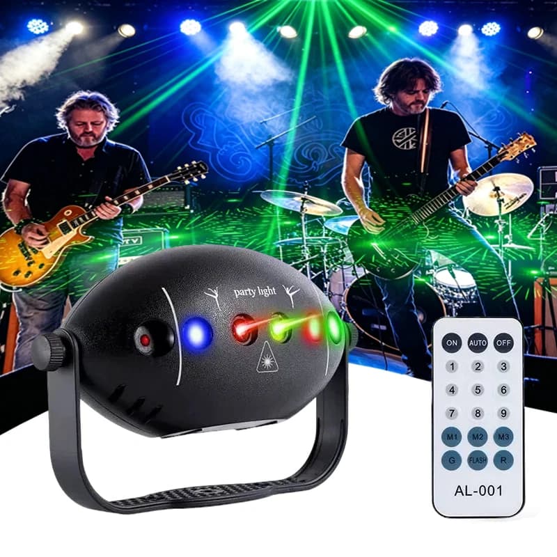 Luce Laser Rossa e Verde per Feste, Proiettore Laser Disco Attivato dal Suono con Telecomando per Compleanni, Club, Matrimoni, Natale