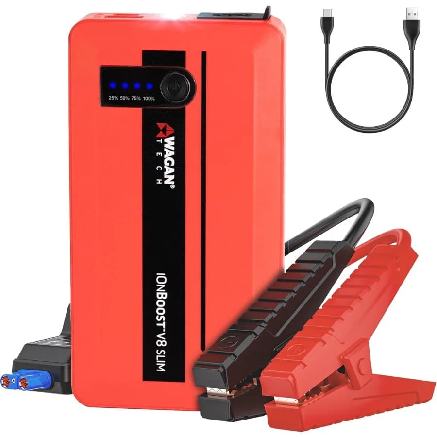 V8 Slim Jump Starter 1200A Peak 12V Batteria portatile per auto al litio per fino a 4.0L V8 Gas o 2.0L Diesel 12V Jump Pack con