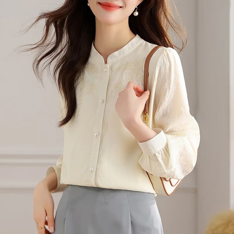 Camicie a maniche lunghe da donna in raso slim fit abbottonato colletto rovesciato femminile dolce preppy giovanile coreano casual quotidiano