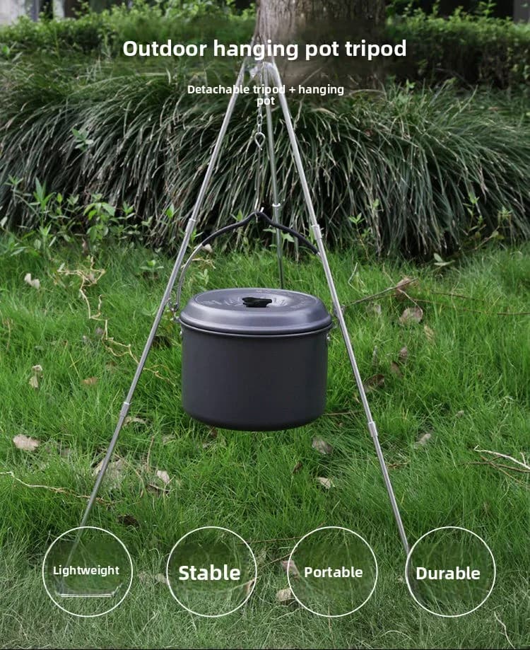 Set di Pentole Sospese Bulin per Esterni, Utensili da Cucina per Campeggio, Fornello a Cassetta, Attrezzatura Portatile, Stoviglie da Campeggio