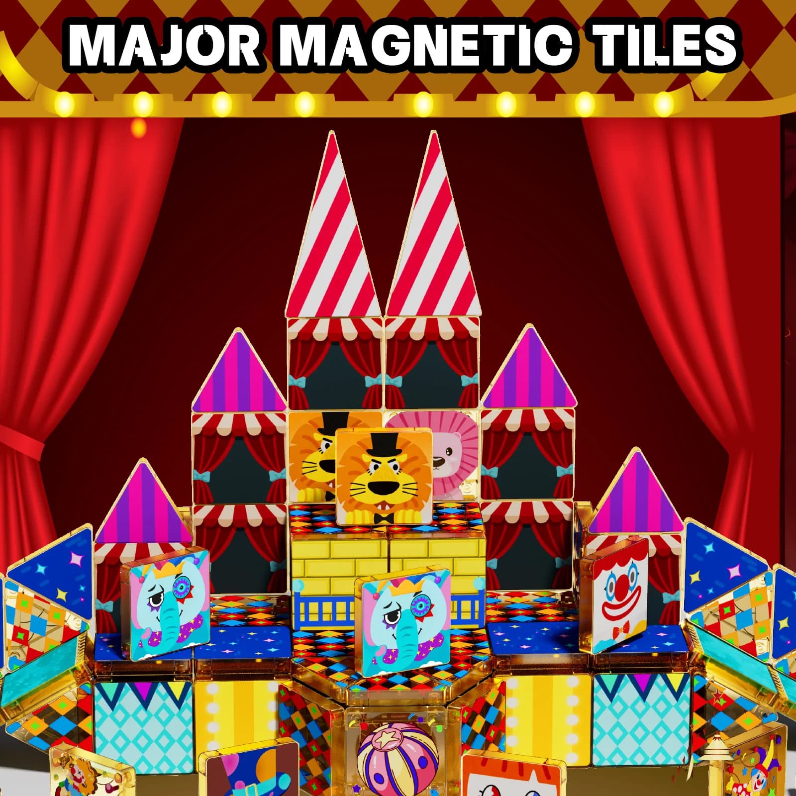 Cartoon Magnetic Tiles Building Blocks, STEM Educational Creative Construction Toy Kids Birthday Gift