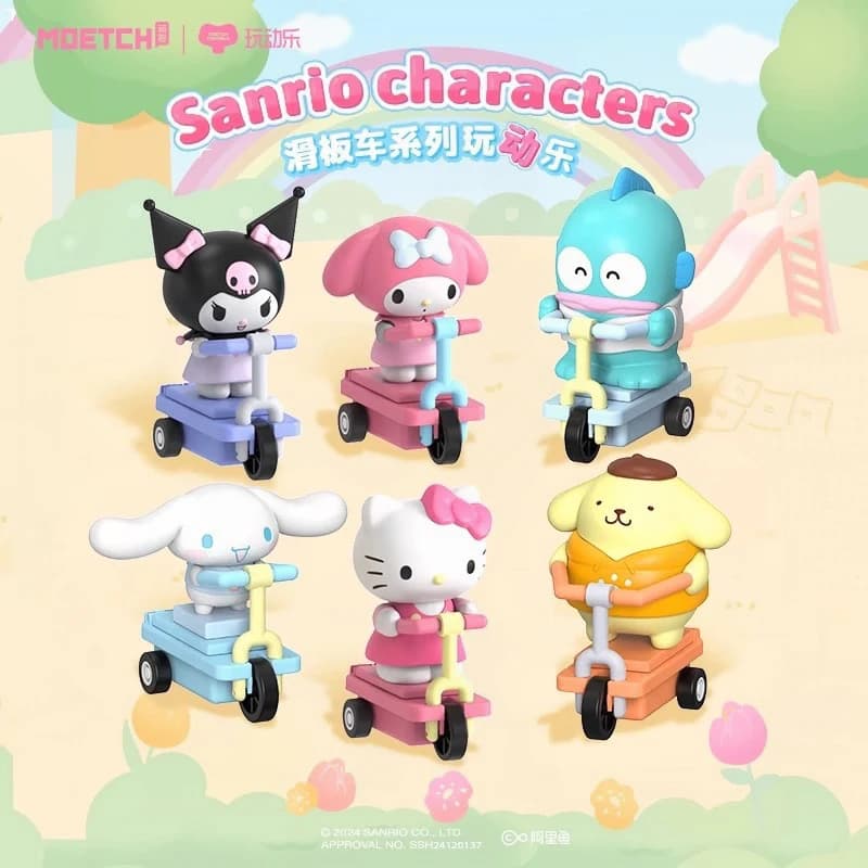 Serie di Scooter con Personaggi Sanrio Originali, Scatola Sorpresa Divertente e Giocosa, Adorabile Kuromi Hello Kitty, Ornamento, Bambola, Giocattolo, Regalo