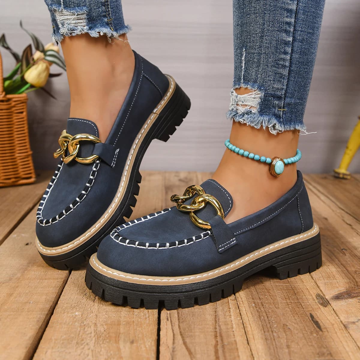 Scarpe da donna Comodi mocassini antiscivolo con tacco Sneakers casual Donna Tacco elegante Nuove scarpe slip-on Donna Zapatos De Mujer