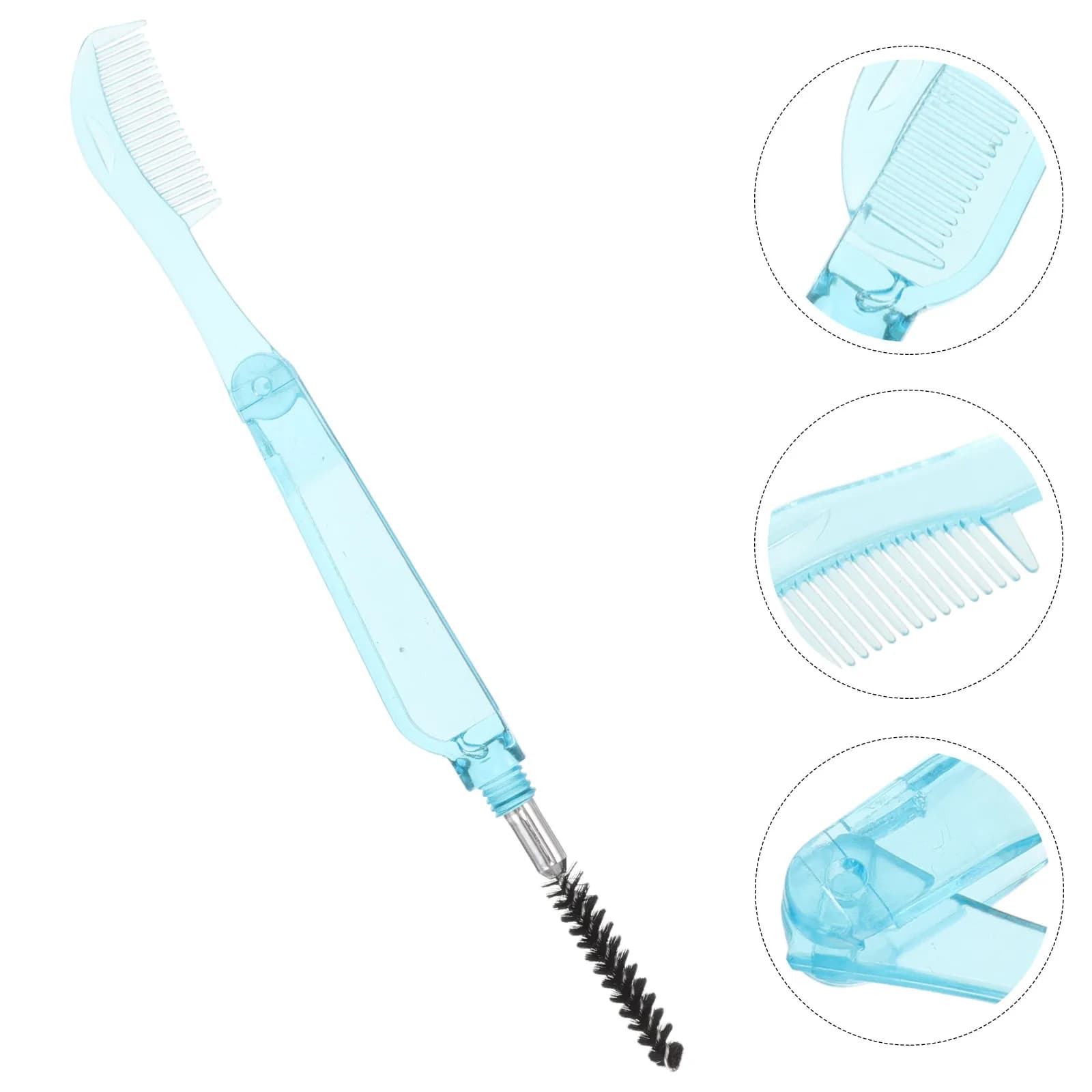 Pettine per Ciglia Pieghevole a Doppia Testa Blu, Spazzola per Mascara, Separatore Ciglia, Strumento per Sopracciglia, Essenziale per il Trucco, Definitore e Arricciaciglia