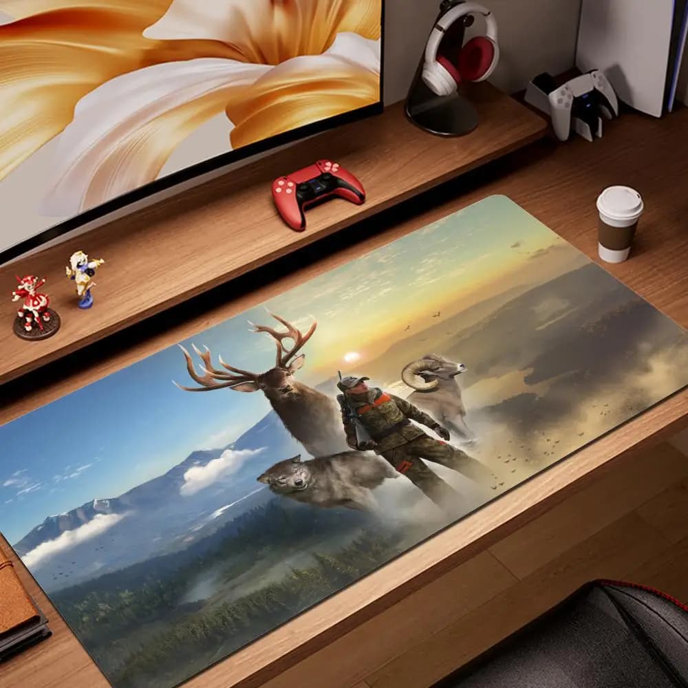 Tappetino per Mouse tappetino per Mouse con bloccaggio del bordo in gomma antiscivolo tappetini da gioco d'azione the Hunter Call of the Wild per computer notebook PC
