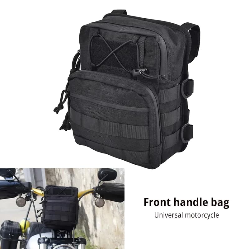 Borse per manubrio anteriori universali per Harley Softail Low Rider ST Bobber Cafe Racer Borsa da viaggio Borsa per attrezzi T-Bar stile club