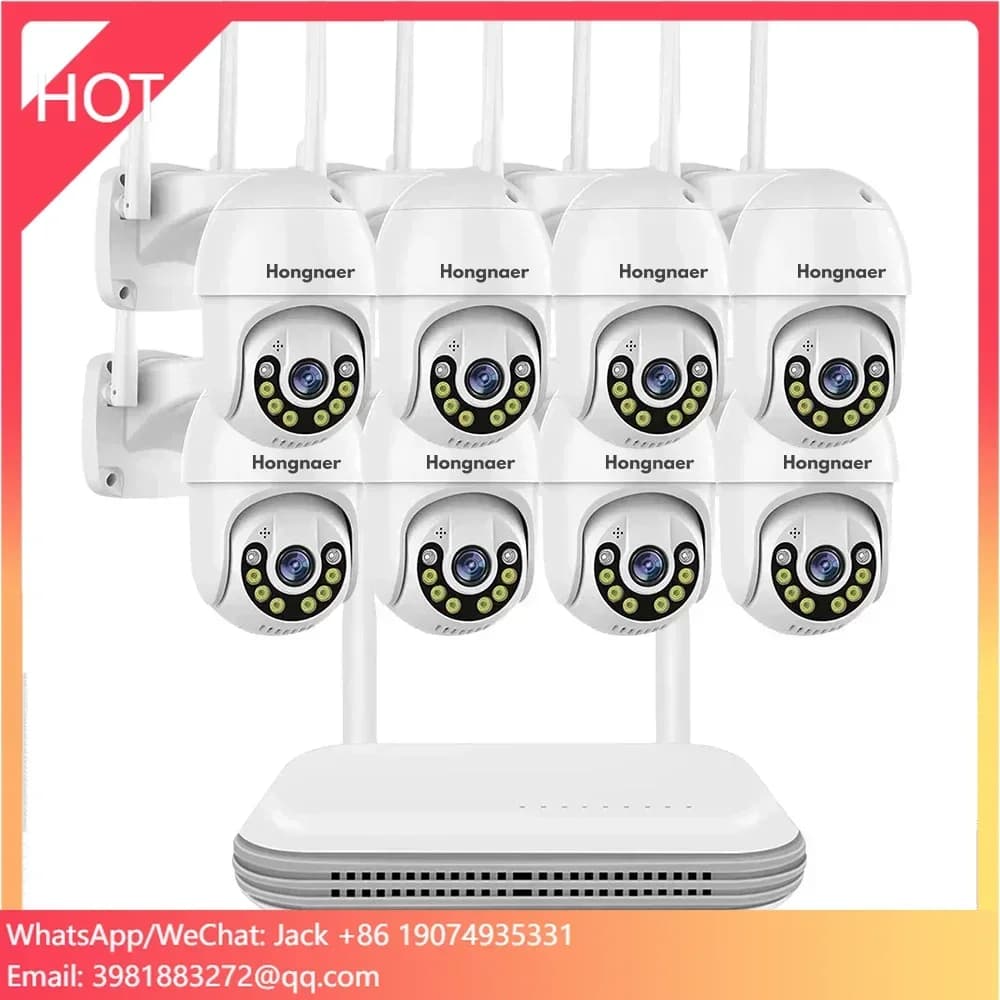 Wireless NVR Kit 8 Channels with 2MP Security PTZ WiFi Camera, Wireless Fai-da-Te CCTV System with LCD
